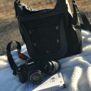 Pentax k-x camera with 50-200 mm lens 18-55mm lens
